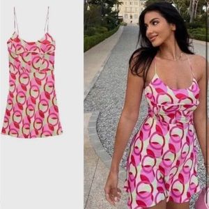 Zara satin pink dress